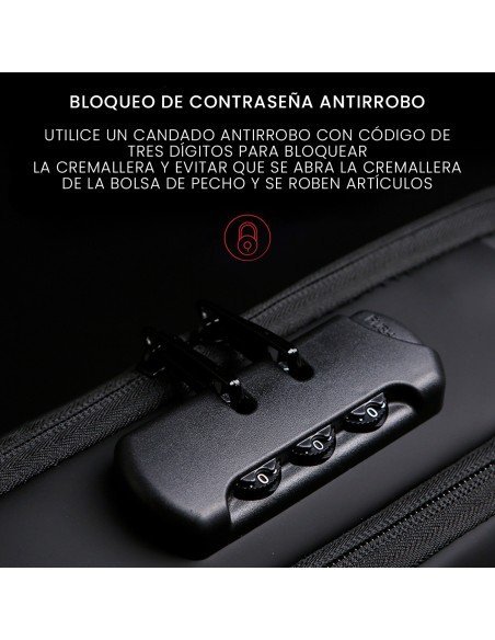 Bolso de pecho antirrobo con contraseña y cargador USB multiusos-MC-41478