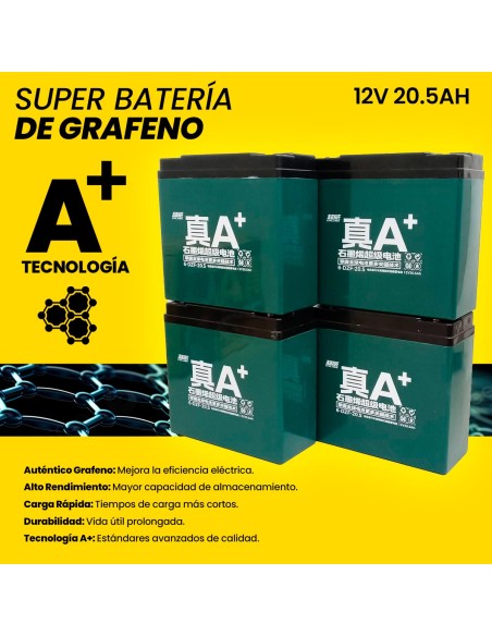 4 Baterías de Grafeno  A+ 12V 20.5Ah Tamaño 7.5 x 18 x 16.4 cm-BE-44418