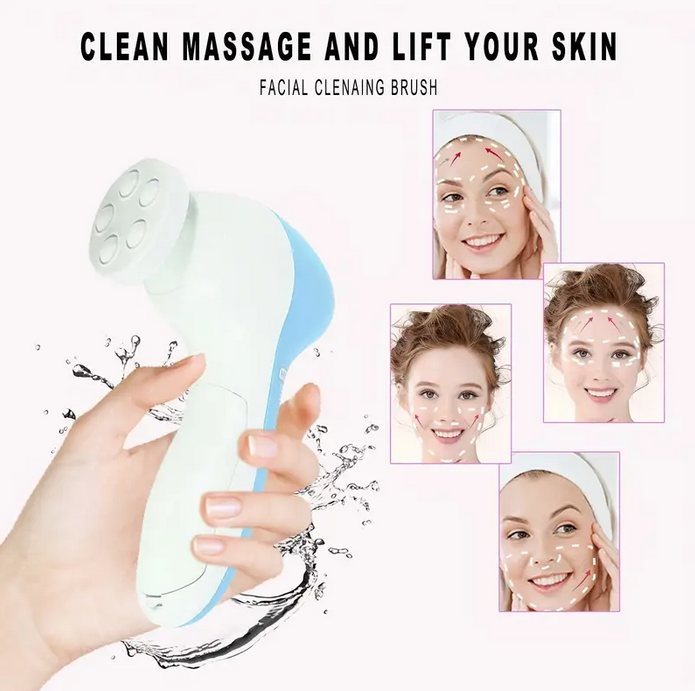 Cepillo de limpieza facial, 5 en 1 eléctrico giratorio para el cuidado de la piel 