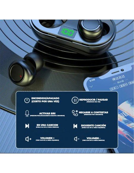 Audífonos Inalámbricos Bluetooth Negros-AU-41467