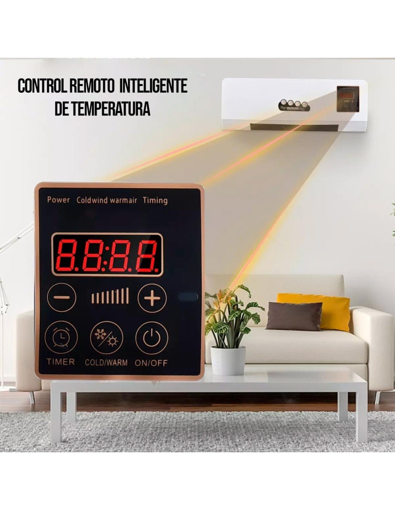 Ventilador con Calefactor de Pared Con Control Remoto y temporizador de 1800 watts-EL-41458