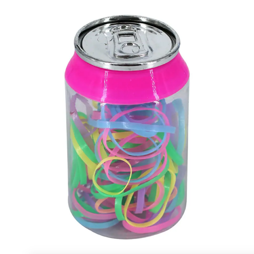 1pza Mini lata de refresco con ligas latex para cabello, variedad de colores