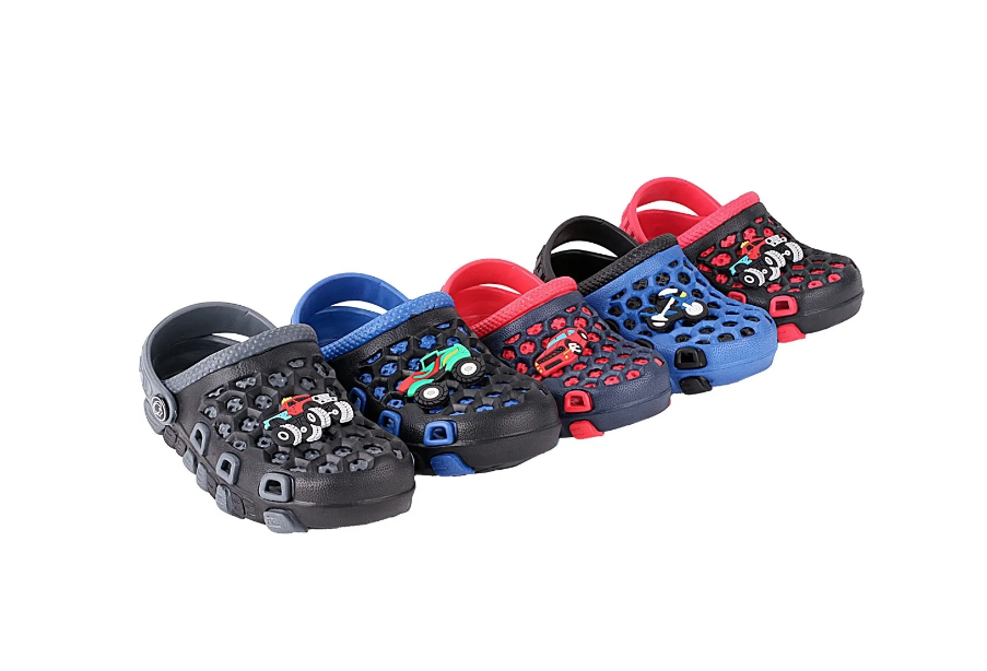 Sandalia deportiva o casual para niño con ajuste de correa al tobillo talla 10 con suela antiderrapante Color Rojo-gris, Azul-Negro, Verde-negro