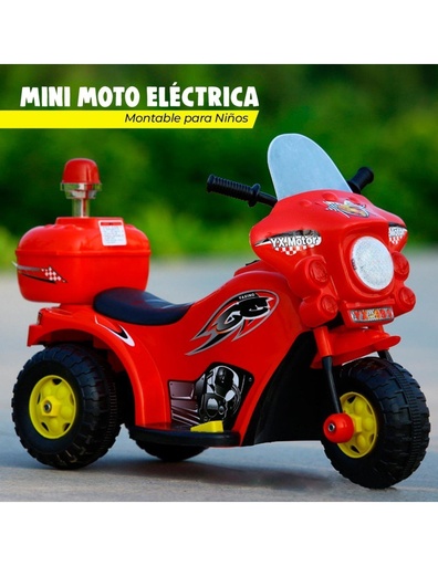 [JU-41417] Mini-Moto Eléctrica de 3 ruedas para Niño Montable de 2 a 5 años Color Rojo-JU-41417