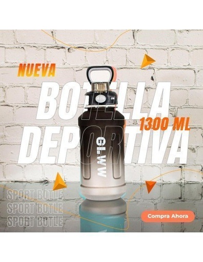 Botella de Agua Deportiva Gimnasio, Oficina, Camping 1300 ml Color Negro-BT-40501N