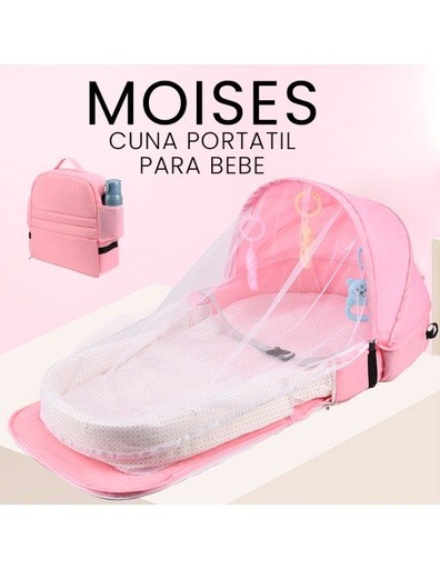 [BB-41434] Bolsa portátil con moisés para bebé de 0-12 meses 100% algodón Color Rosa-BB-41434