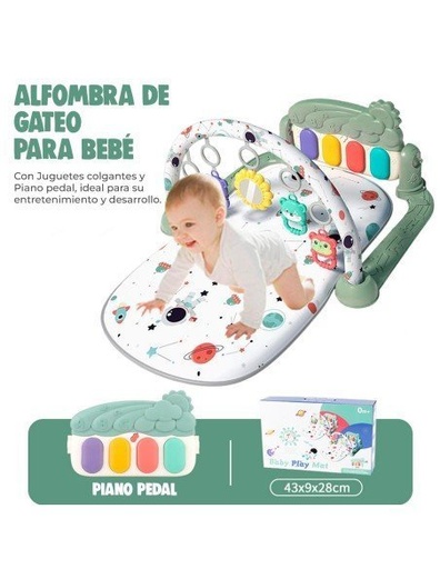 [BB-41421] Alfombra de Gateo para Bebe con Piano para los pies Color Verde-BB-41421