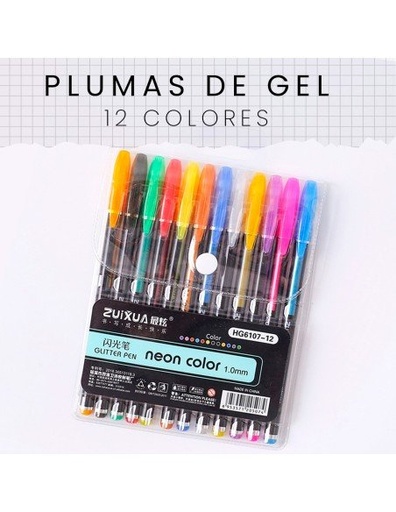 [PL-39534] Plumas de Gel Neon Color de 12 Colores de 1.0mm-PL-39534