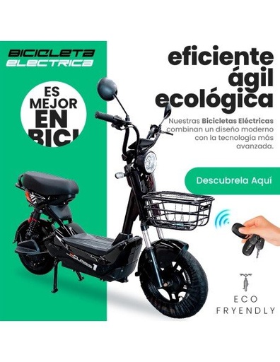 [BE-41230] Bicicleta Eléctrica de 350 Watts Color Negro Hasta 40 km/h 4 Baterías de 12V-BE-41230