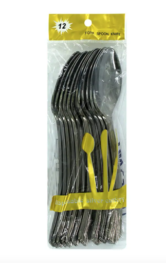 [HOG-JO1009] Bolsa con 12 cucharas de plástico / fork spoon knife