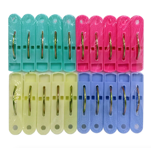 [HOG-JO1052] Paquete con 20 pinzas / ganchos de plástico para colgar ropa, variedad de colores 