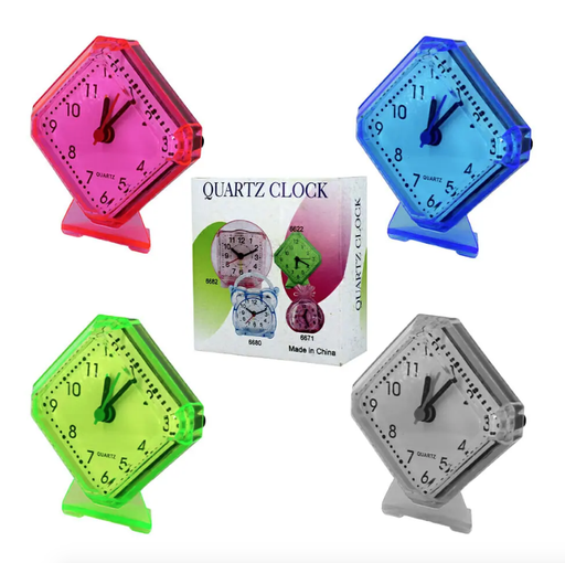 [HOG-JO1056] Reloj despertador de plástico con forma de rombo, variedad de colores