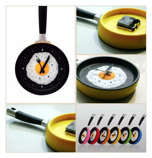 [HOG-JO1061] Reloj redondo con diseño de sartén para pared, variedad de colores 