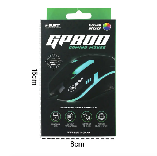 [GAM-JO3001] Mouse alámbrico gamer con luz rgb, dpi ajustable hasta 1,000 y sensor clase e-sport