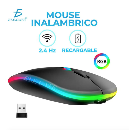 [TEC-JO4022] Mouse recargable inalámbrico con luz rgb y frecuencia 2.4g hz 