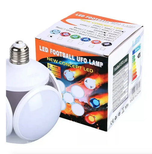 [ILU-JO5016] Foco led plegable tipo balón de fútbol con luz rgb y consumo de 40w 